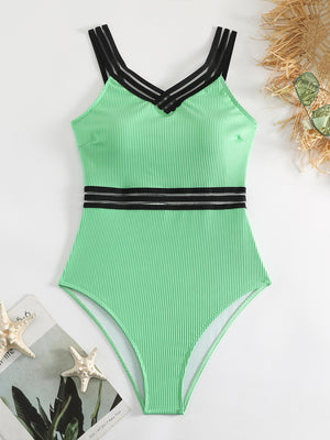 V-Neck One-Piece Swimwear