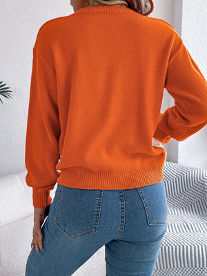 Contrast Round Neck Long Sleeve Sweater