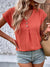 Decorative Button V-Neck Short Sleeve Blouse