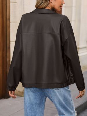 Zip Up Dropped Shoulder Jacket